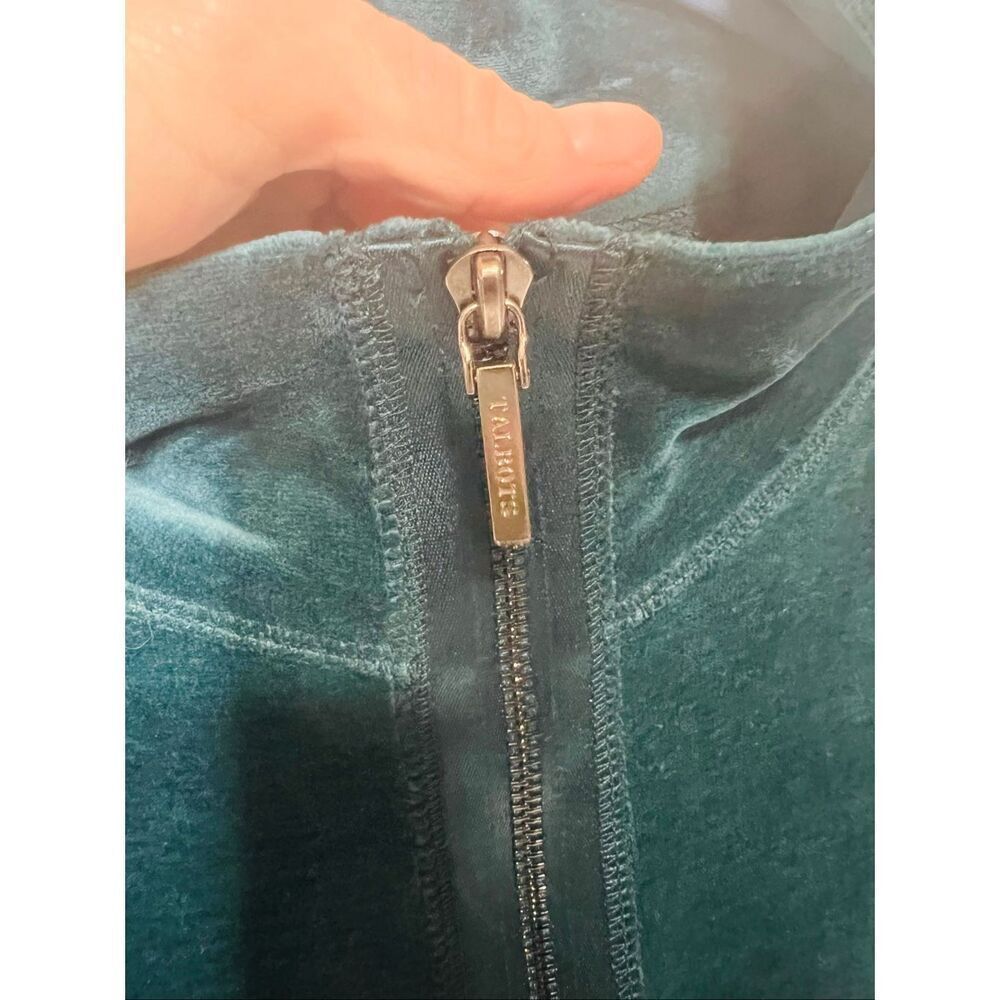 Talbots Teal Blue Green Velour Track Jacket Full Zip Up Sz XL NWT! Satin trim - Picture 5 of 9
